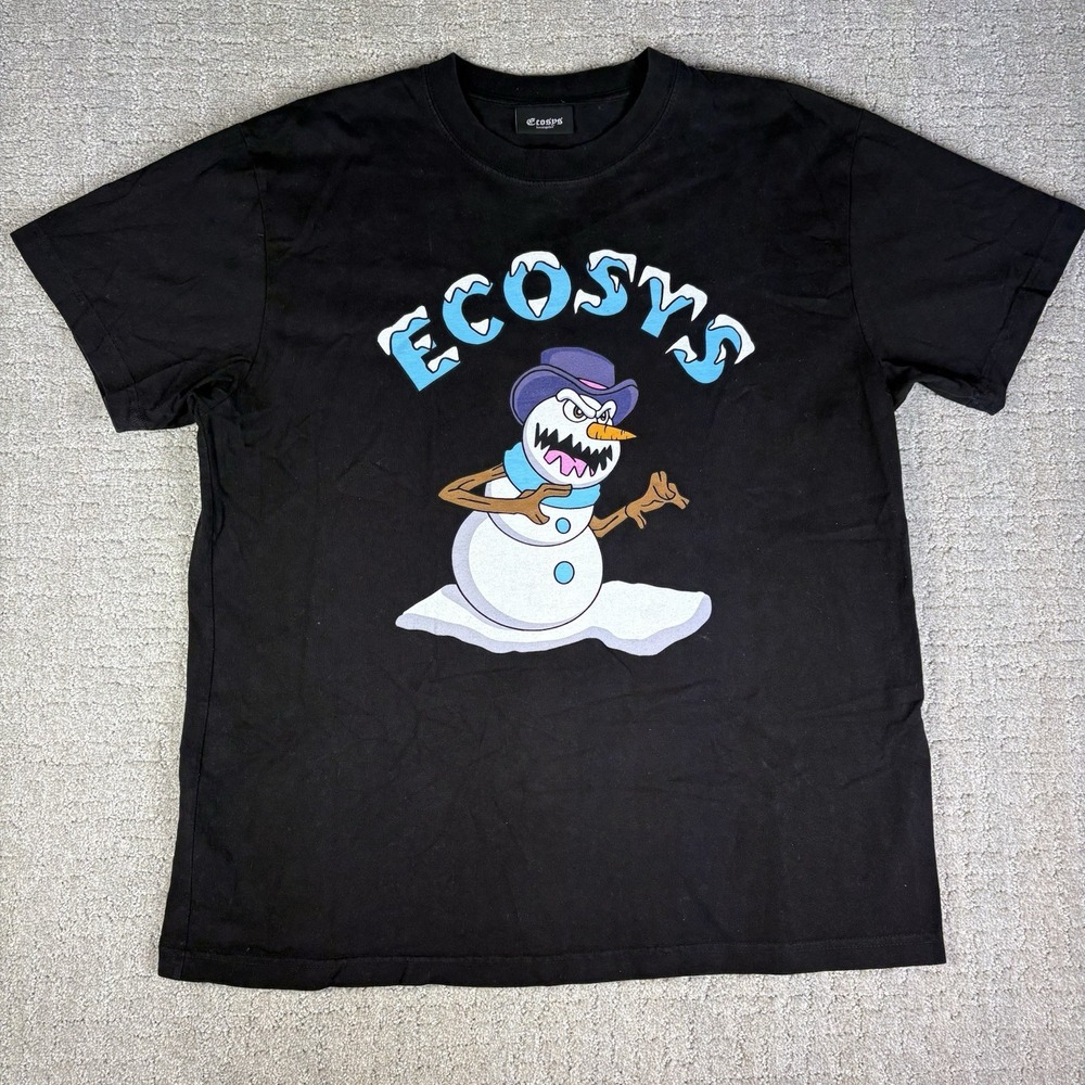Ecosys Los Angeles Evil Snowman Cartoon Graphic Shirt Black Cotton Mens XL
